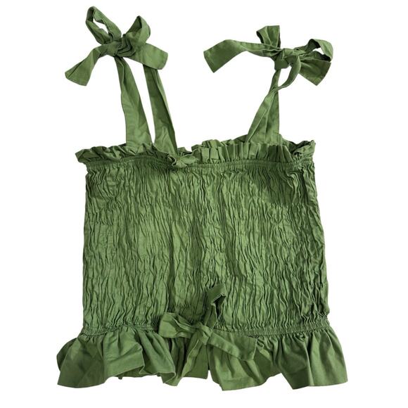 La Chocole Brazilian Designer 2 Piece Green Maxi Dress/Smocked Ruffles Boho‎ Med - Picture 2 of 6
